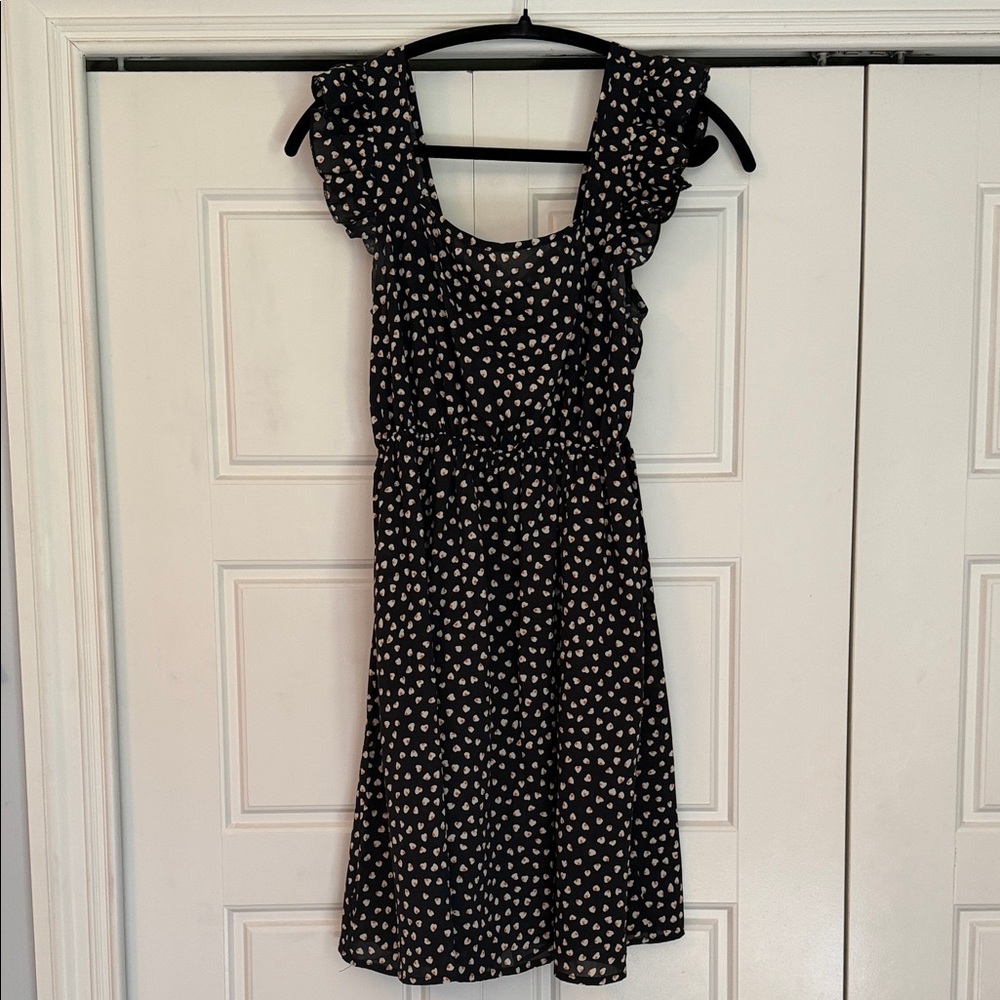 Black Floral Ruffle Sleeve Dress